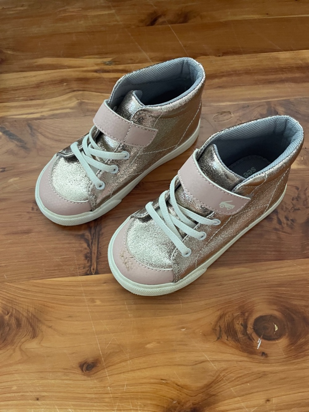 See Kai Run 9T Metallic Rose Gold High-Top Sneakers